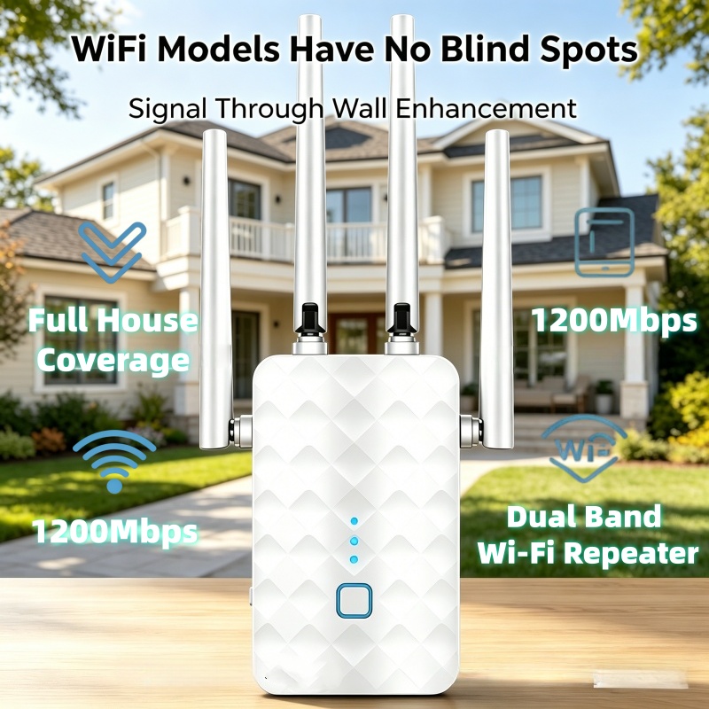 Wifi Range Extender - Repetidor WiFi de 1200Mbps, Inalámbrico, Doble